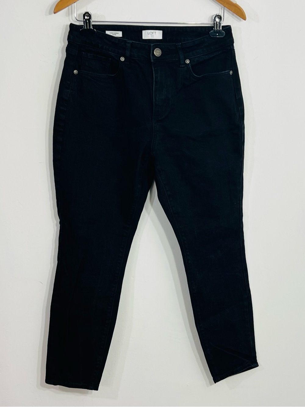 LOFT Curvy Skinny Petite Black Jeans With Stretch Size 8p Minimalist Everyday